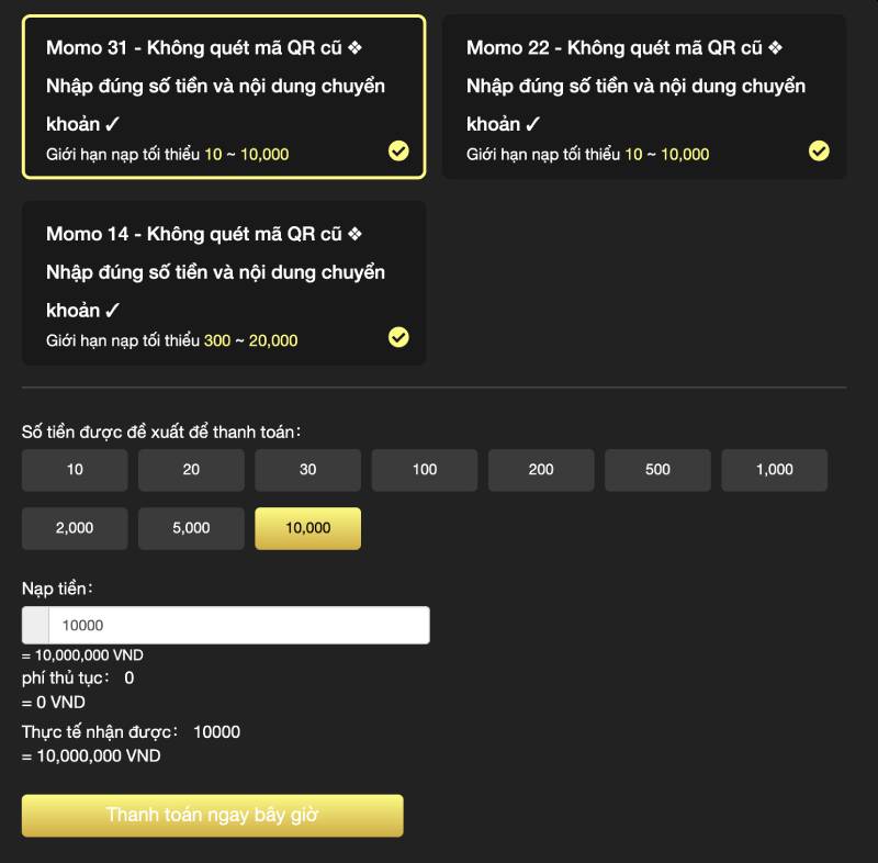 Ví điện tử Momo Pay
